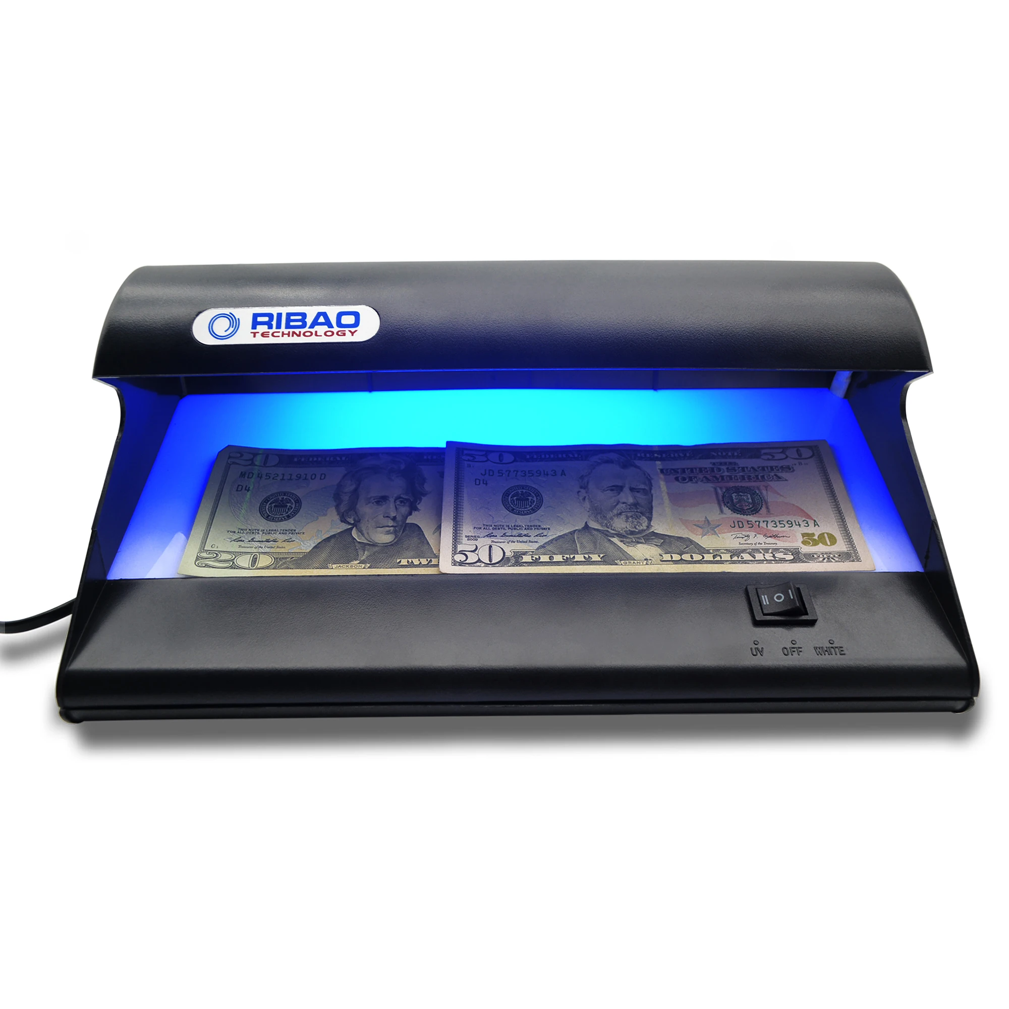 

RIBAO Money Detector SLD-16 Counterfeit Bill Detector Desktop UV/White Light Muti-Currency Detector Portable Banknote Checker