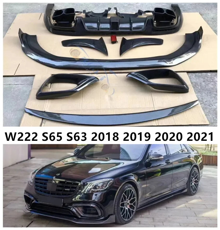 Для Mercedes Benz W222 S63 S400 S500 S600 Передний бампер из настоящего углеродного волокна
