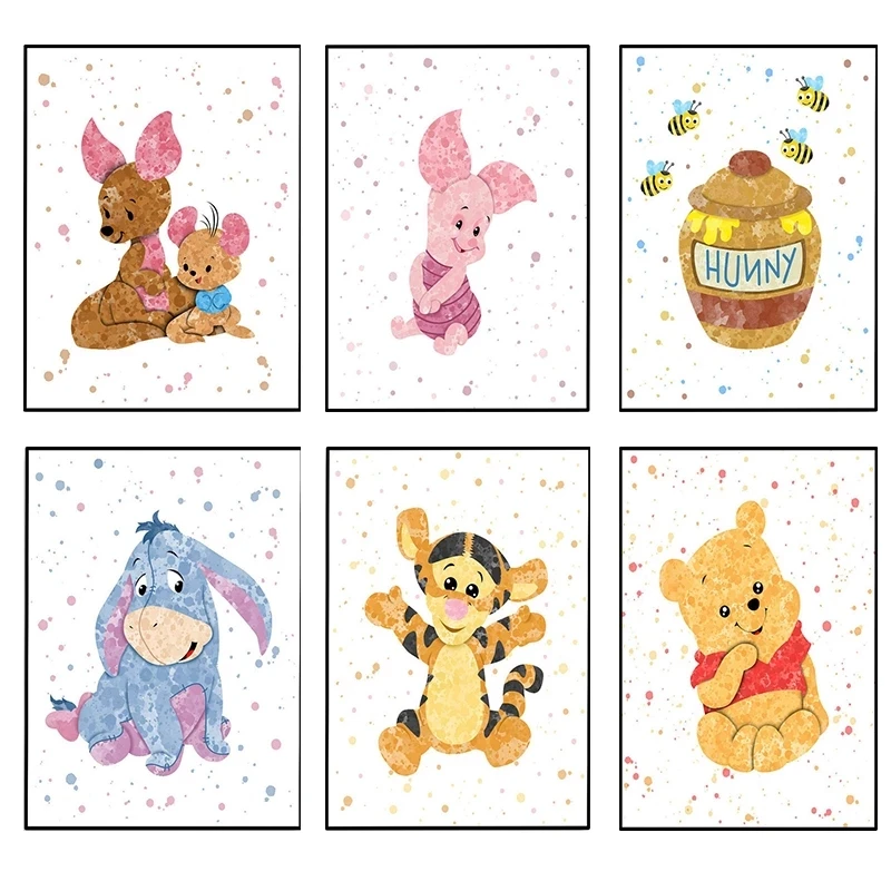 

Hd Prints Disney Home Decor Winnie The Pooh Pictures Wall Artwork Modular Cartoon Poster Painting Canvas Living Room No Frame