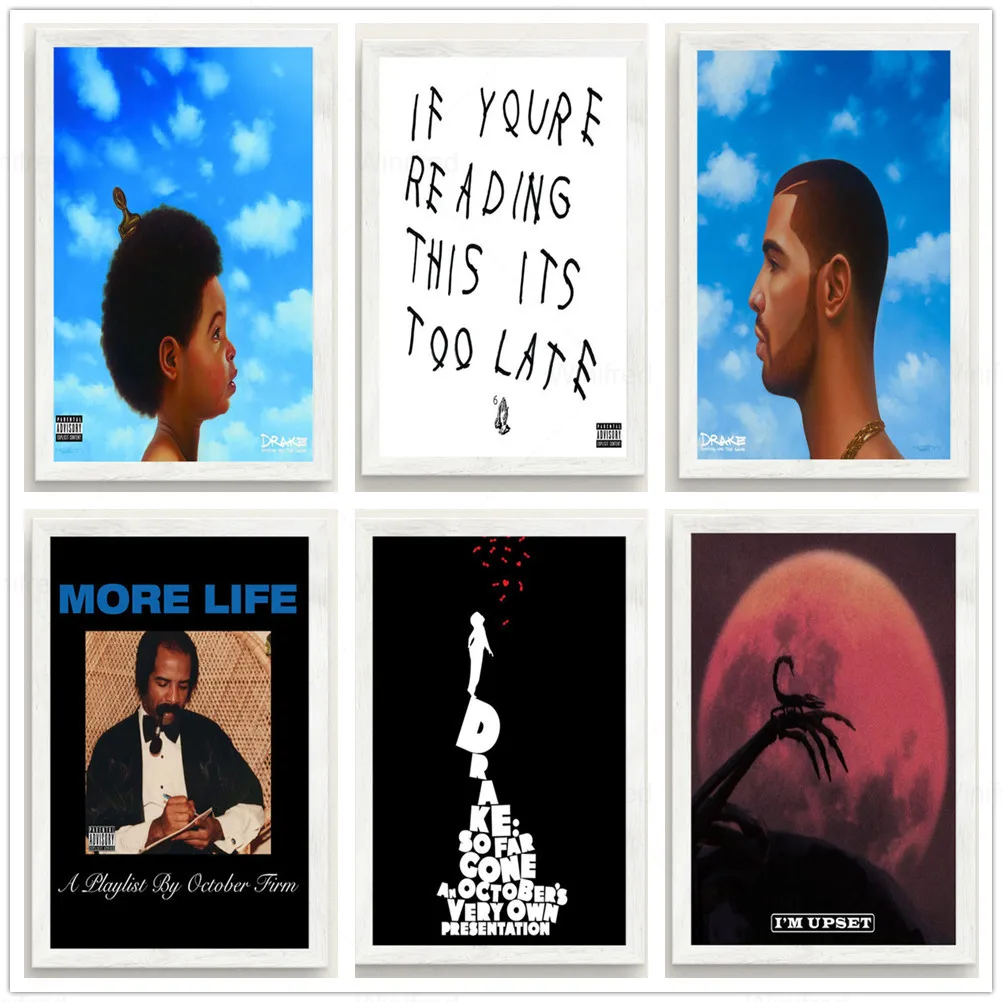 

Hip Hop Rap Poster Star Drake Hot Music Album Prints More Life Views Quality Canvas Painting Bedroom Wall Art Home Decor Picture