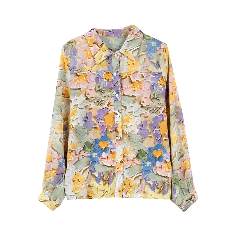 

New Korean Fashion Ladies Printing Shirts Blouse Women Tops Female Woman Button Up Shirt Girls Casual Long Sleeve Blouse Py6881