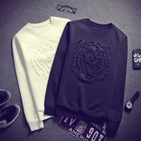 men long sleeve t shirt 2022 spring and autumn round neck 3d pattern male full sleeve tees korean style pullover black white