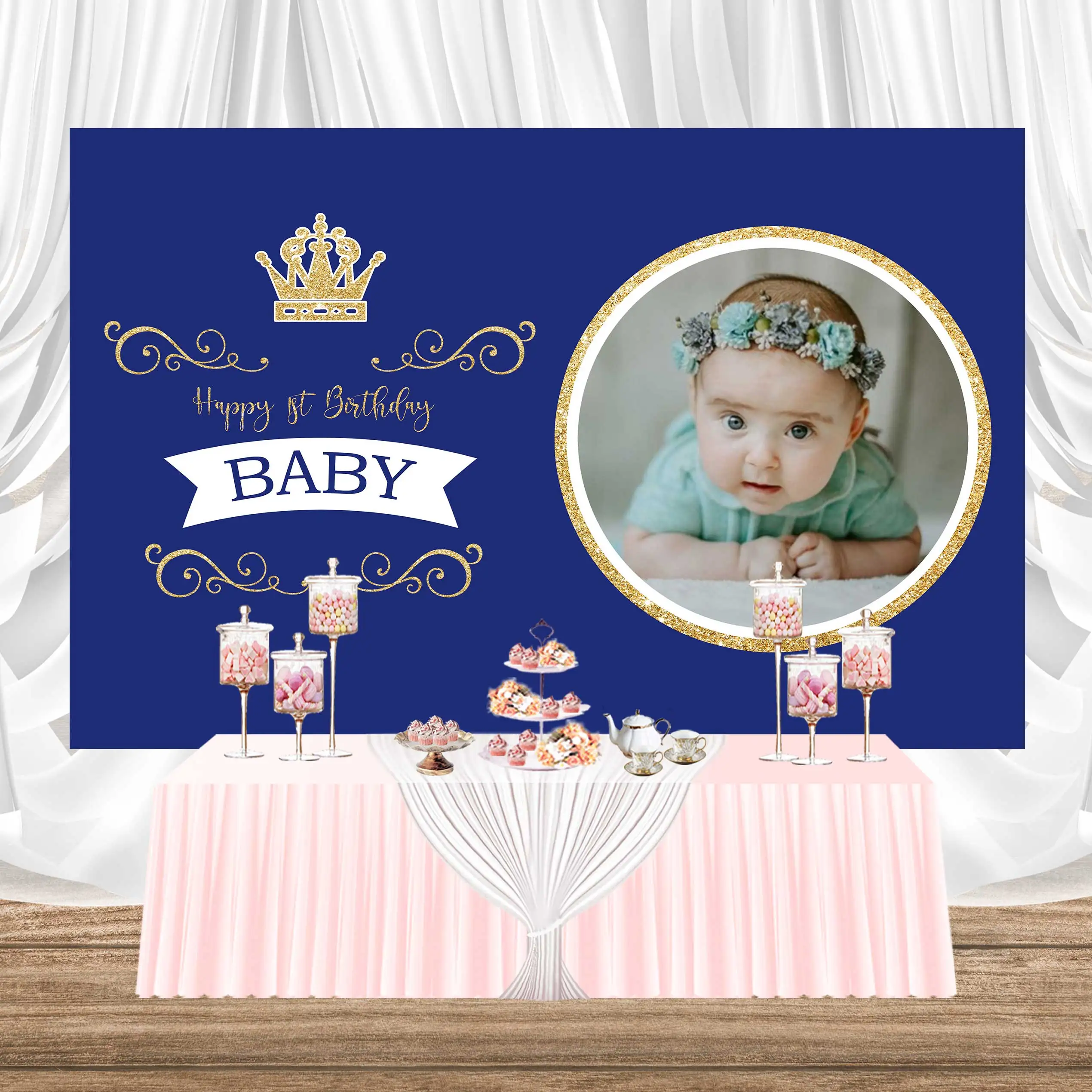 

NeoBack Princess Party Photo Backdrop Baby Shower Background Blue Backdrop Girl Blackboard Birthday Photography Photo Frame