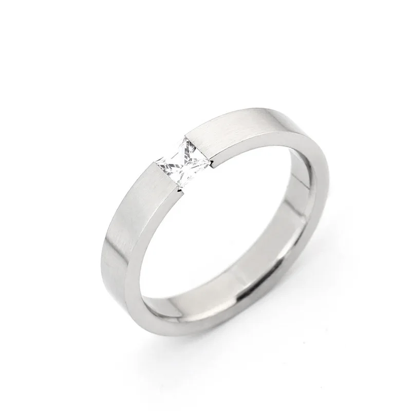 

Frosted Scratch Proof Zircon 4Mm Ring Niche Personality Micro Inset Zircon Titanium Steel Ring For Men And Women
