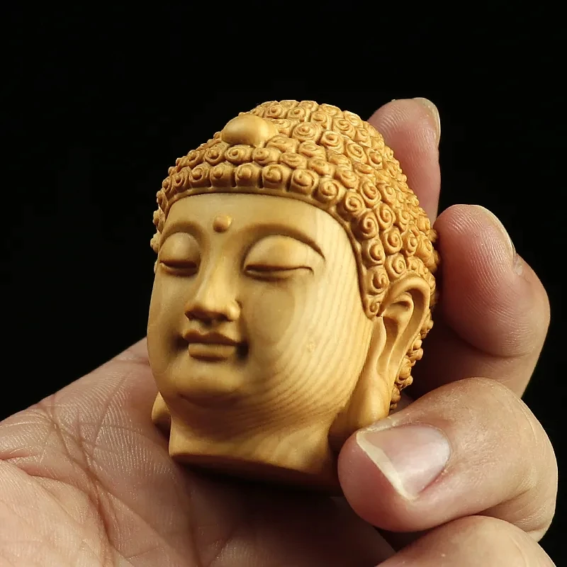 

5cm Nyorai Buddha Head Bodhisattva Statue Wood Statue Crafts Feng Shui Desk Decors Toy Gift