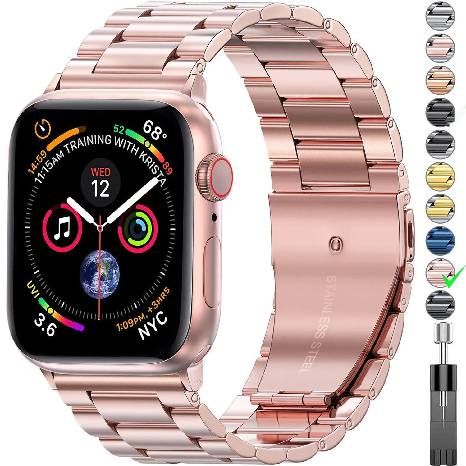 

Metal Stainless Steel Strap For Apple Watch Band 7 45mm 41mm 6 5 4 SE 44mm 40mm Replacement Strap for iwatch 3 2 42mm 38mm