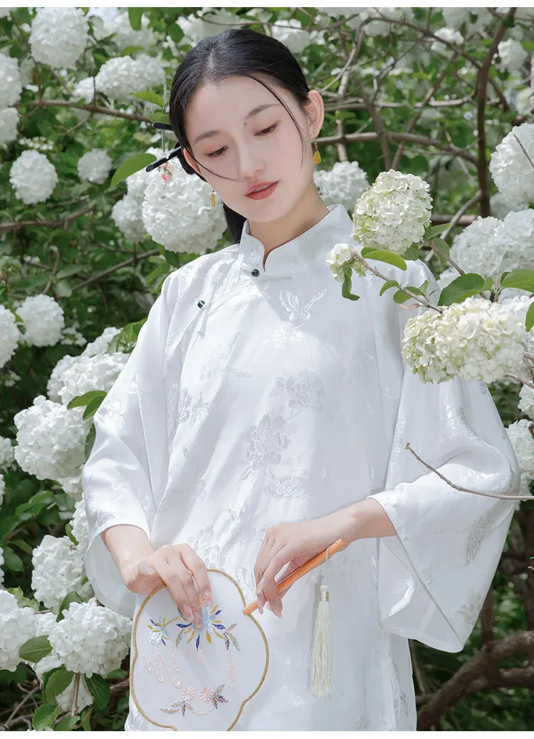 Женская однобортная блузка в китайском стиле Элегантная Дамская с цветочным