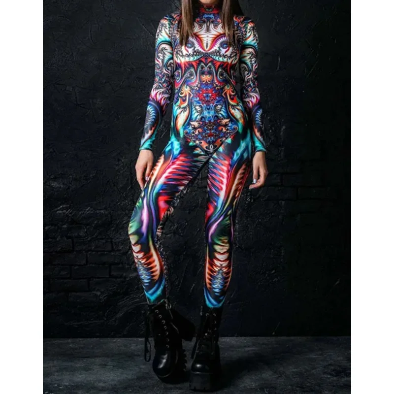 Женский и мужской робот-машина будущего комбинезон в стиле панк с 3D принтом