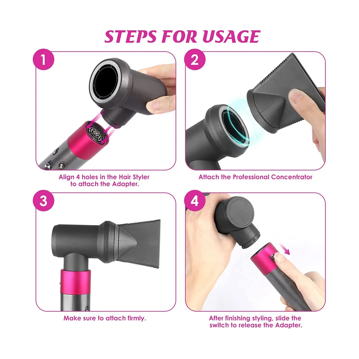 Фото Профессиональный концентратор и комплект адаптеров для Dyson Airwrap Styler, для щипцов для завивки волос, преобразующих в Фен №5
