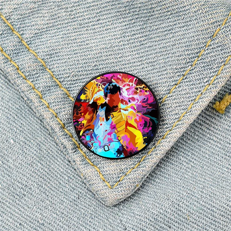 

Freddie Mercury oil paint Pin Custom Funny Brooches Shirt Lapel Bag Cute Badge Cartoon Cute Jewelry Gift for Lover Girl Friends