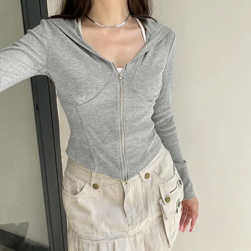 Осень/зима Pure Desire Эстетическая однотонная укороченная толстовка для похудения с