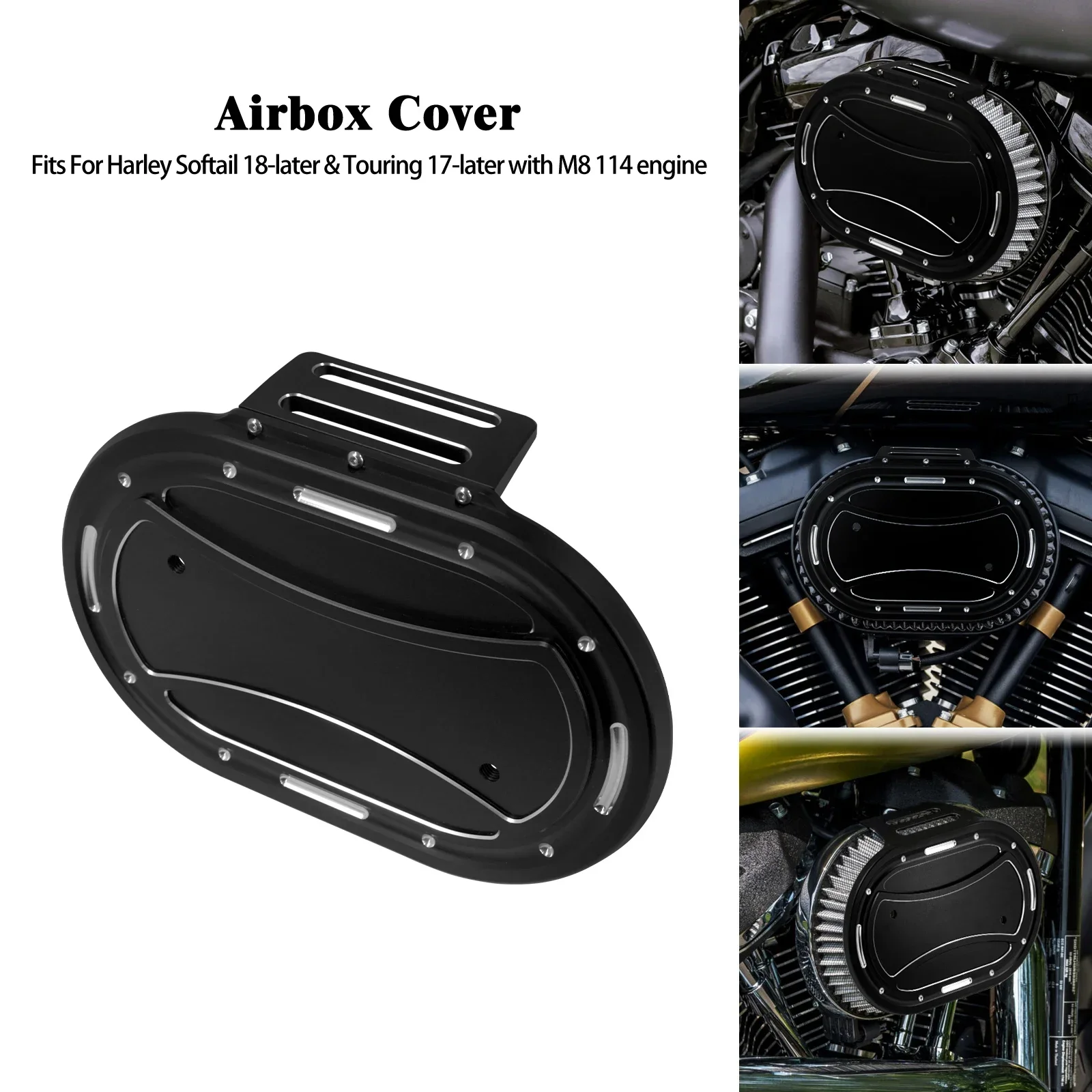

Крышка воздушного фильтра мотоцикла, овальная крышка воздушного фильтра для Harley M8 114, двигатель Touring Electra Street Glide 17-Up Softail FXBRS 18-Up