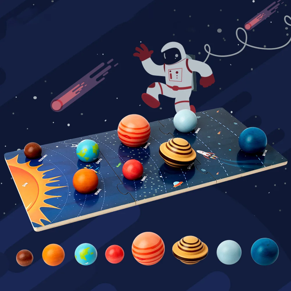 

Jigsaw Puzzle Children Space Toys Kids Toddlers Wooden Puzzles Solar System 3-5 Planets Cognitive Board