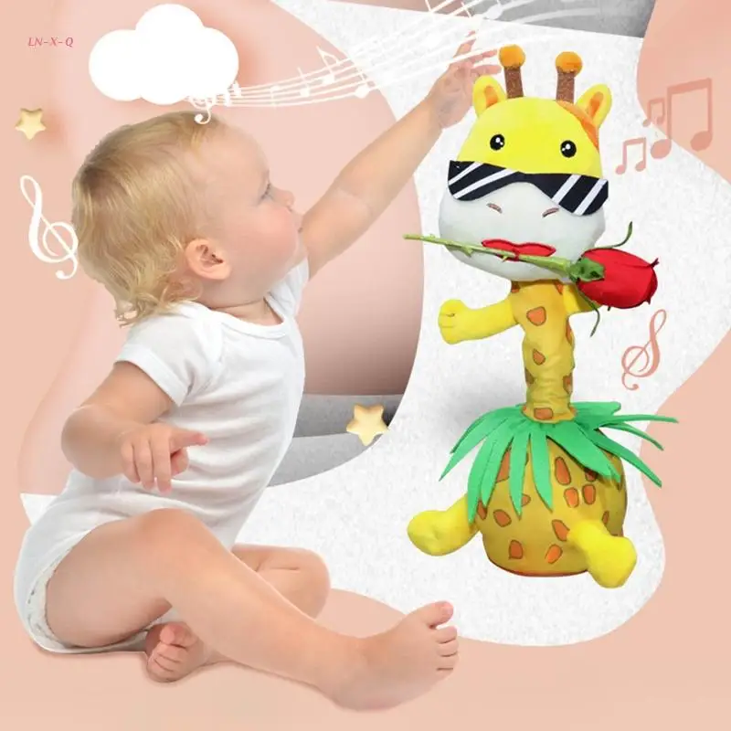 

51BA Dancing Giraffe Electric Animal Toy Musical Singing Plush Doll Child Mood Soothe Baby Kids Birthday Gift Room Decor 33cm