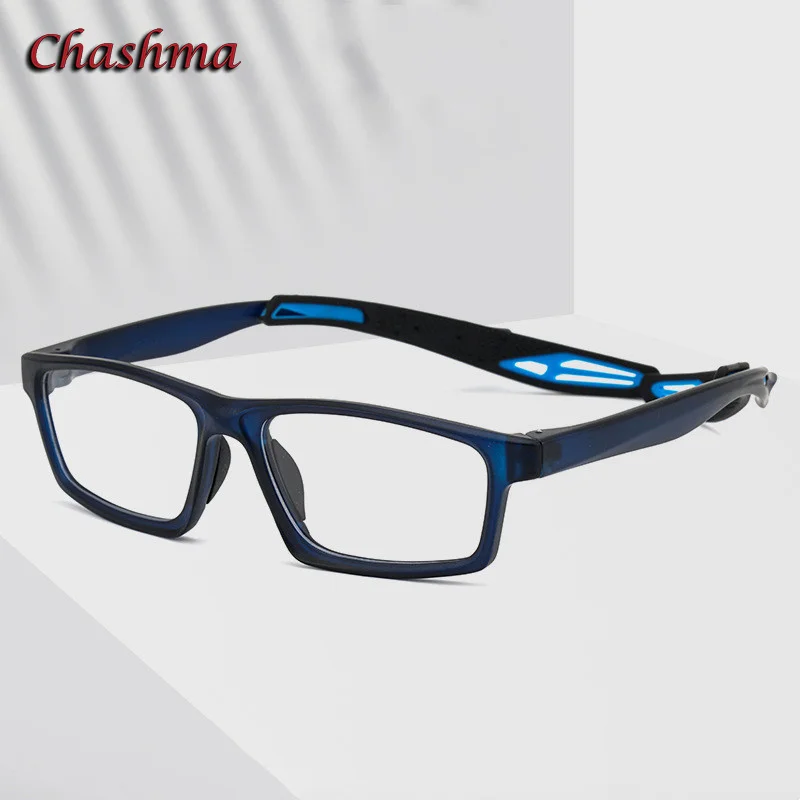 

Chashma Eyeglasses Sports TR90 Flexible Spectacle Long Temple Optical Semi Frame Prescription RX Crystal Glasses