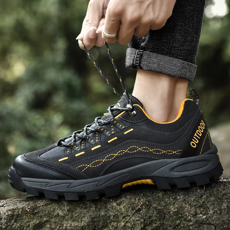 JIEMIAO High Quality Men Hiking Shoes Autumn Winter New Non-slip Mountain Climbing Sneakers Outdoor Camping Shoes Trekking Shoes
