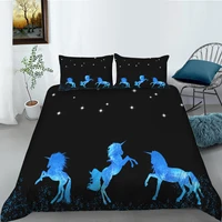 wholesale european pattern hot sale soft bedding set 3d digital unicorns printing 23pcs duvet cover set esdeeuus size