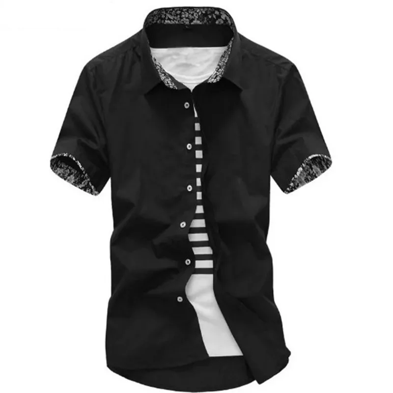 

Camisa Masculina shirt Shortsleeve Ropa Hombre Polyester Casual Shirts Spring and Summer Square Collar M-4XL