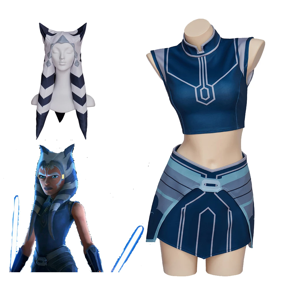 

Костюм для косплея Ahsoka Tano с шляпой для взрослых женщин, шляпа Ahsoka, аксессуары для Хэллоуина, карнавала, детской одежды