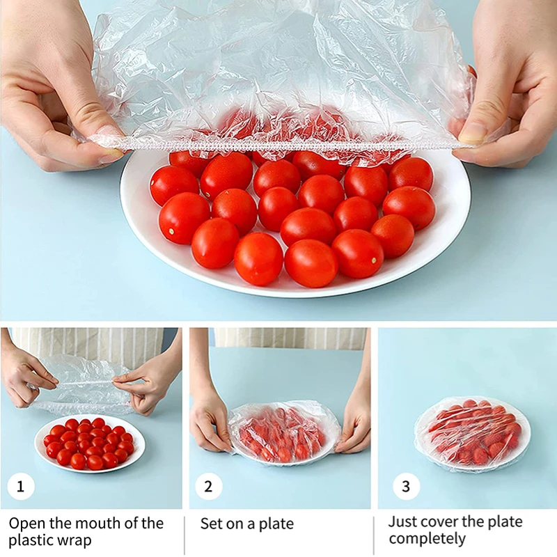 

Disposable Food Cover Saran Wrap Water Proof Kitchen Fresh Keeping Bag Fruit Vegetable Storage Bag Elastic Plastic Bag Organizer