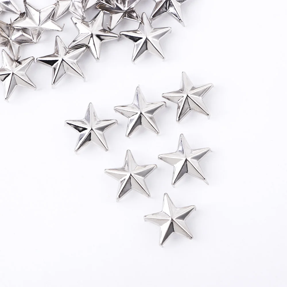 

100pcs Star Rivets Silver Metal Leather Craft DIY Rivets Punk Garment Clothing Sewing Decoration 7/10/15mm