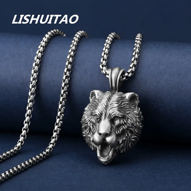 

Jewelry For Women Craft Fashion Hip Hop Punk Style Personality Titanium Steel Necklace Animal Brown Bear Necklace Pendant Men