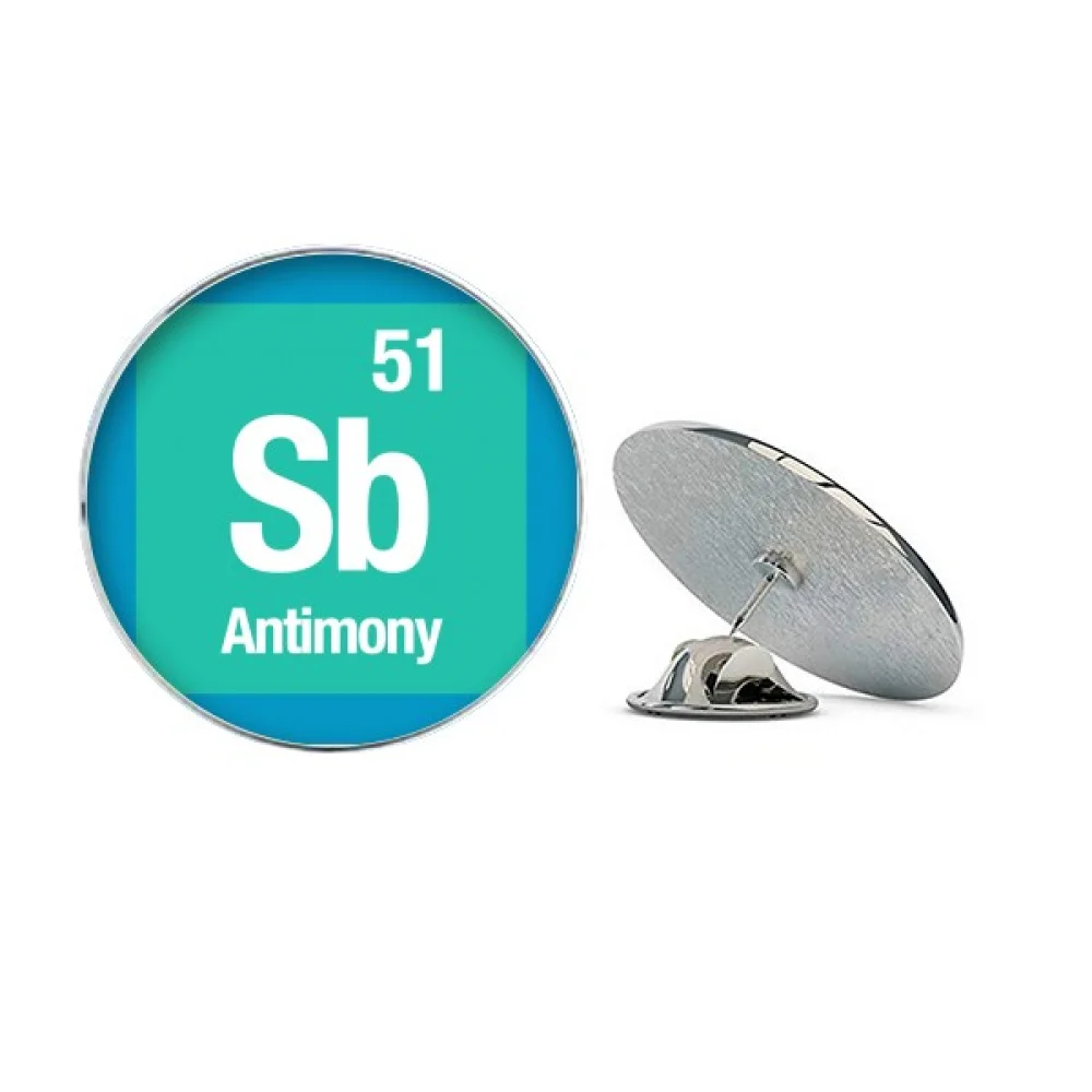 

Sb Antimony Checal Element chem Round Metal Tack Hat Pin Brooch