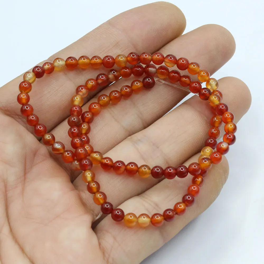 

4mm 5 Strands Natural Red Agate Carnelian Round Beads Gemstone Beads 15" Strand Jewelry Making DIY