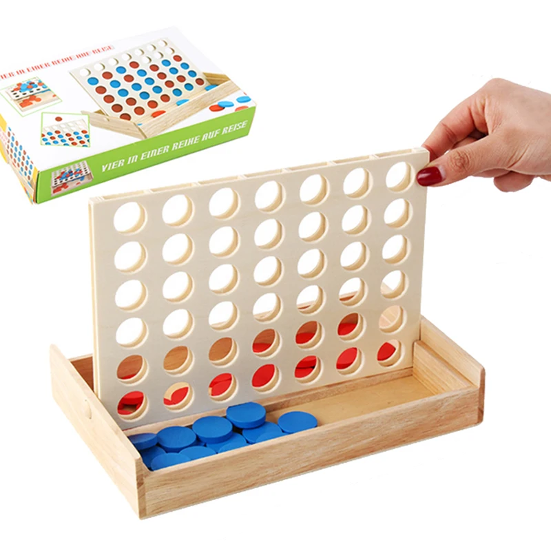 

Children 3D Connect Four Line Up Chess Wooden Toys Chess Thinking Logical Training Board Games Foldable Educational Puzzle Toys