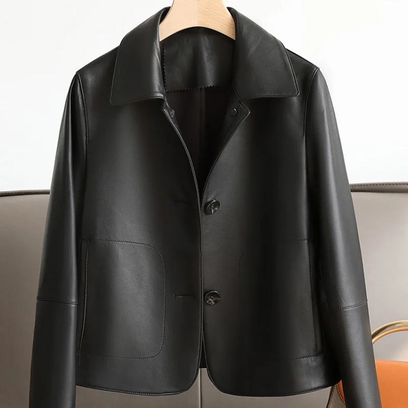 Jackets Leather Real Mid-length Suit Sheepskin Leather Coat Korean Leather Jacket Women Warm Spring Autumn Chaqueta Cuero Zm1456