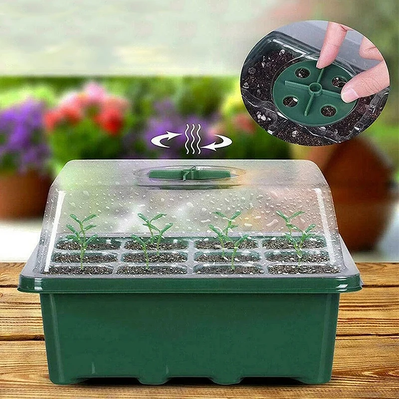 12 Hole Garden Nursery Pots Breathable Planter Nursery Seedling Box Sowing Heat Preservation Moisturizing Planting Tray