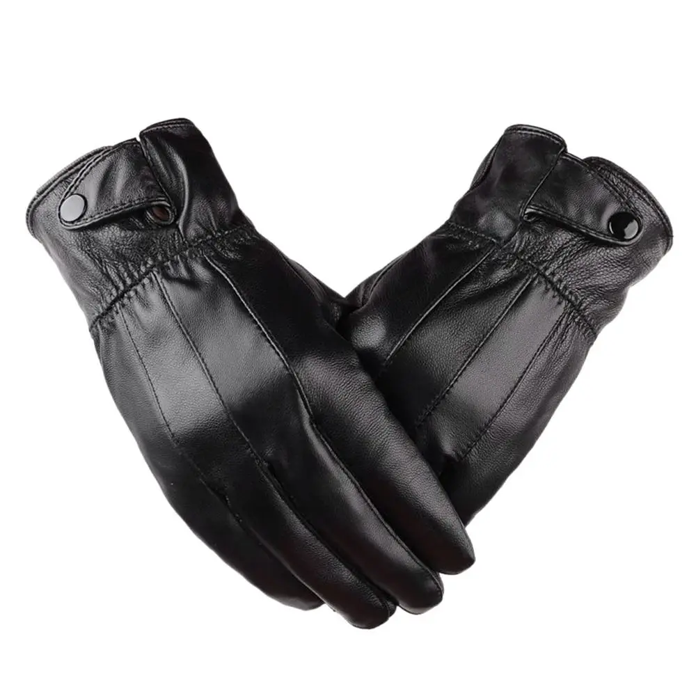 

Men's Windproof Full Finge Winter Warm Fleece Lined Thermal Leather Gloves Touch Screen Driving Gloves