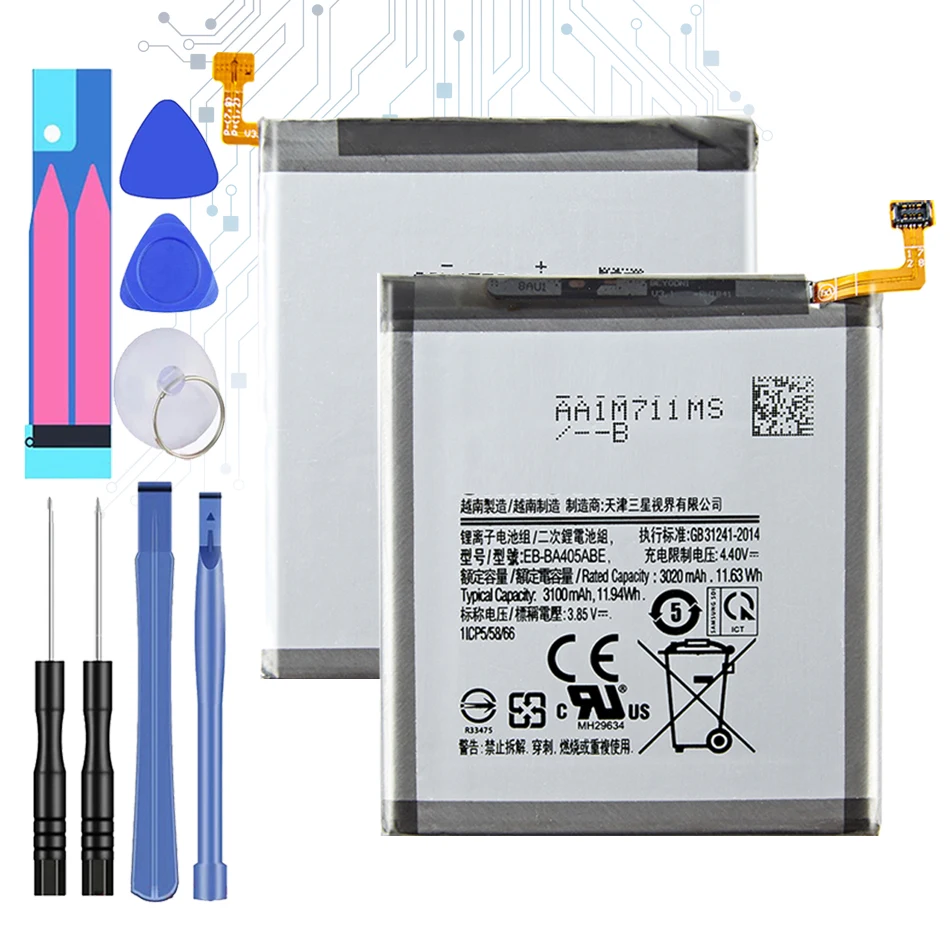 

For SAMSUNG EB-BA405ABE EB-BA405ABU 3100mAh battery For SAMSUNG Galaxy A40 2019 SM-A405FM/DS A405FN/DS GH82-19582A + Tools