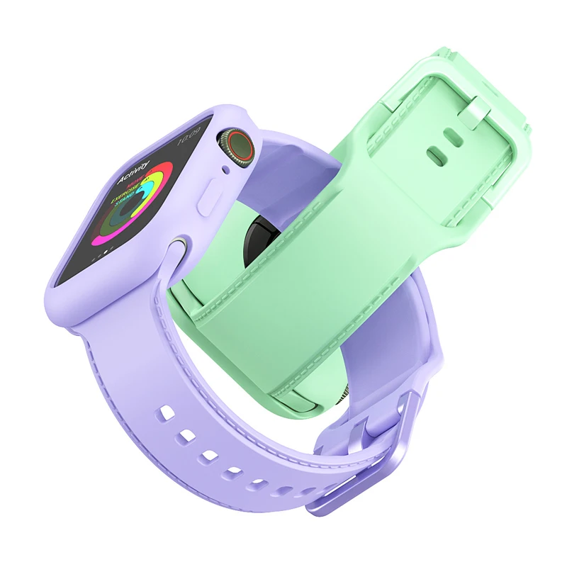 

Glass+Case +Strap for apple watch band 44mm 40mm 42mm 38mm silicone watchband correa bracelet iwatch serie 4 3 SE 6 7 45mm 41mm