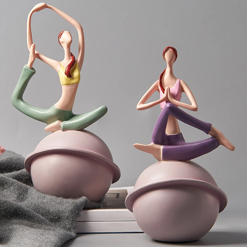 

Home Decoration Accessories Living Room Wine Cabinet Art Work TV Cabinet Decoration Yoga Figure Abstract Ornaments Figurine