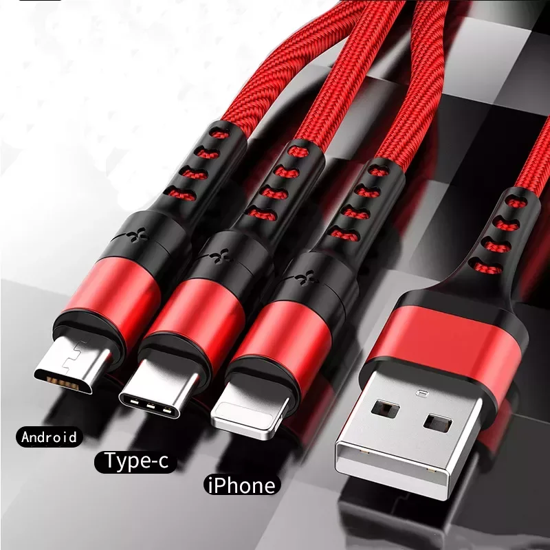 

3in1 Data USB Fast Charger Charging For Android type c Charger Wire For iPad