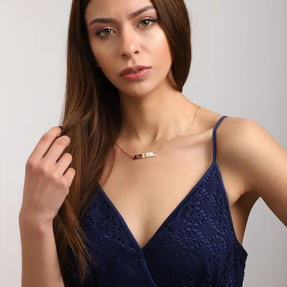 Personalized Custom Engraved Double Name Necklace for Women Stainless Steel Jewelry Gold Chain Choker Valentines Day Gift Collar