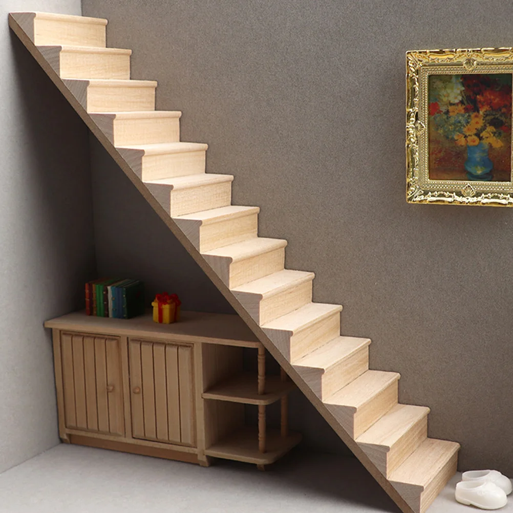 

Mini House Staircase Furniture Accessories Stairs Wooden Decor Delicate Miniature Model DIY Accessory