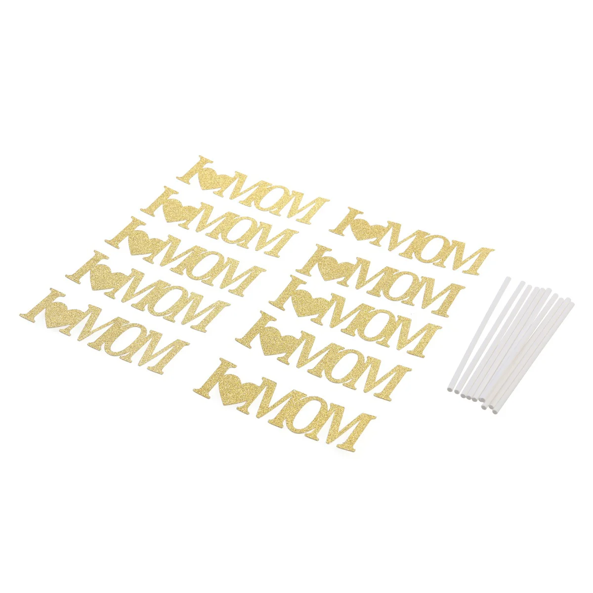 

10pcs/set I Love Mom/I Love Dad Paper Glitter Cupcake Topper for Wedding Festival Party Cake Decorations