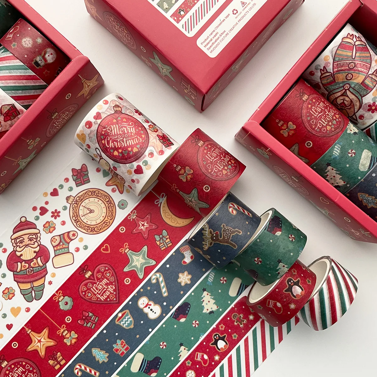 6 Pcs/Box Washi Tape Set Merry Christmas Masking Holiday Gift Decorative Adhesive Tape Decora Diy Scrapbooking Sticker Label