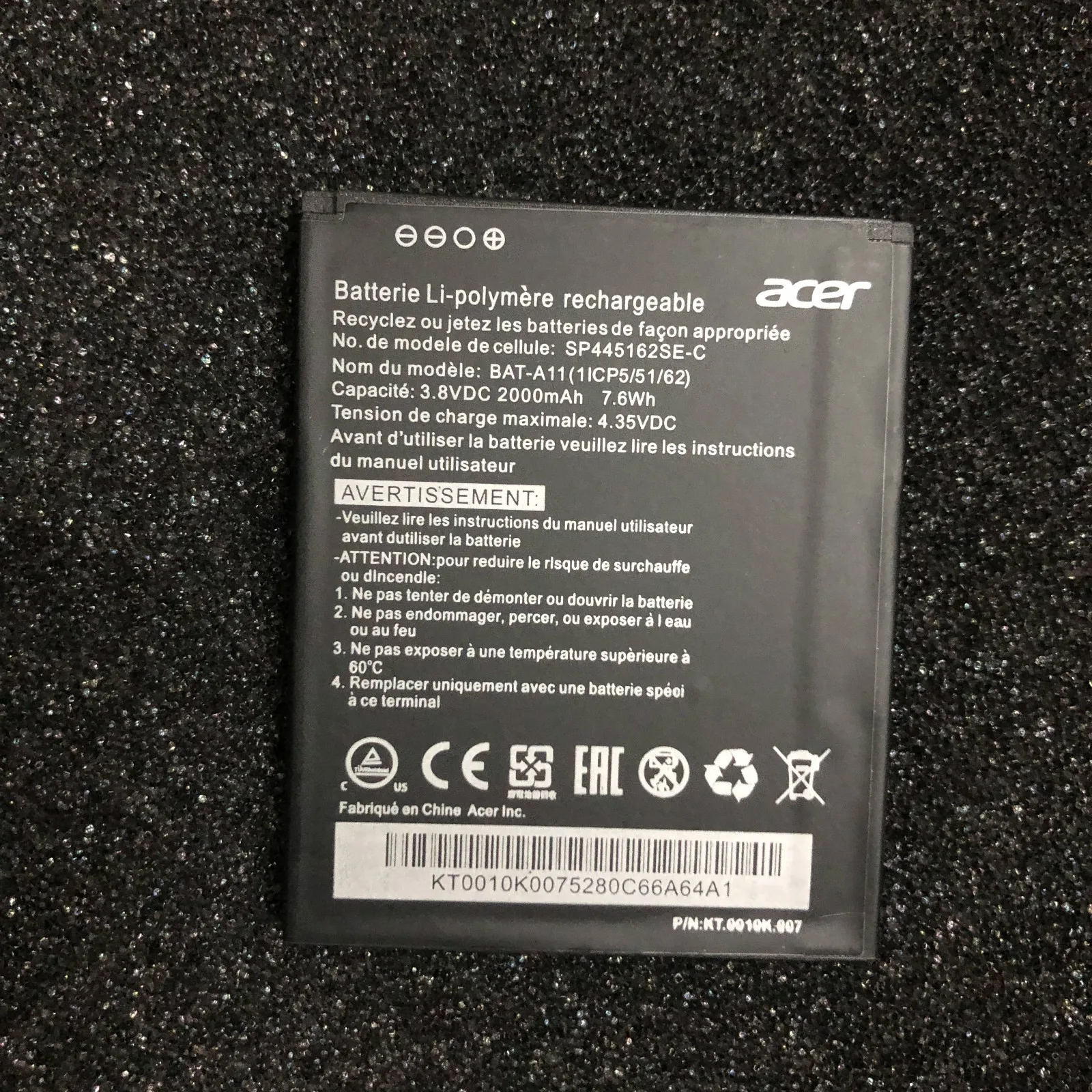 

For Acer Acer BAT-A11 Mobile Phone SP445162SE-C Liquid Z410 Battery. 007 Battery