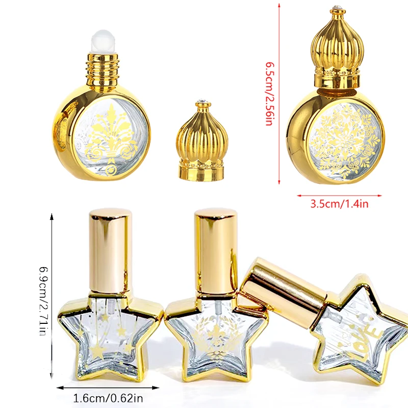 

Roll on Glass Bottle 8ML Colorful Essential Oil Container Gold Luxury Empty Refillable Mini Roller Perfume Bottle