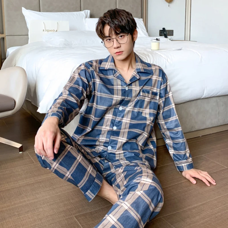 QUHENG 2022 Autumn Men's Cotton Pajamas Winter Long Sleeve  Trousers Sleepwear Women Man Sets 2 Pieces Casual Lounge Pyjamas