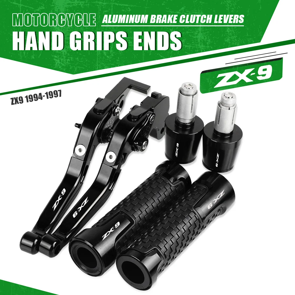 

ZX 9 Motorcycle Aluminum Adjustable Brake Clutch Levers Handlebar Hand Grips ends For KAWASAKI ZX9 ZX-9 1994 1995 1996 1997