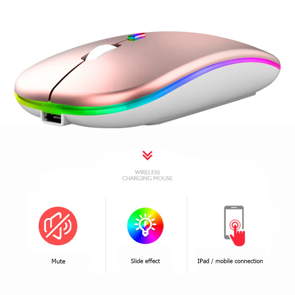 Мышь компьютерная беспроводная аккумуляторная с поддержкой Bluetooth и бесшумной подсветкой