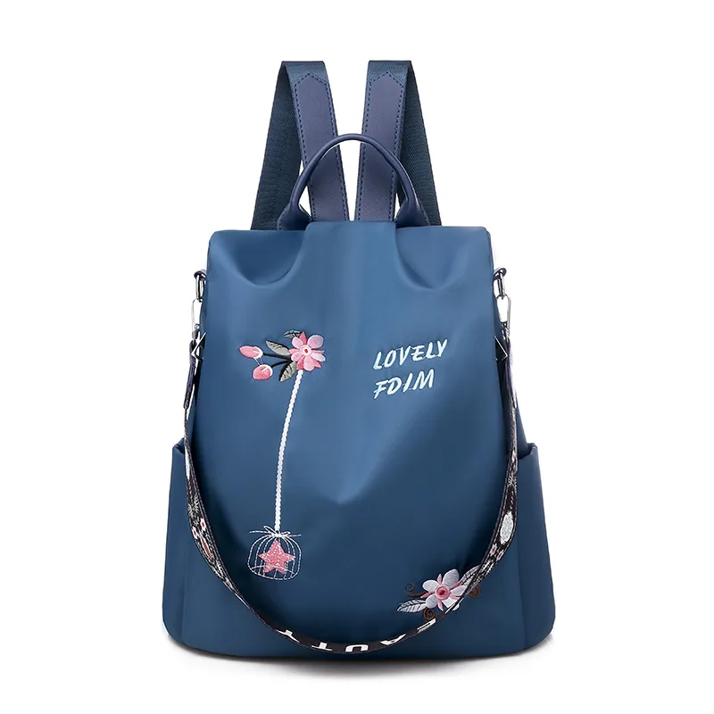 

Fashion Embroidery Women's Backpack Large Capacity Female School Bags Lightness Soild Color Backpack Anti-theft New Backbag 2022