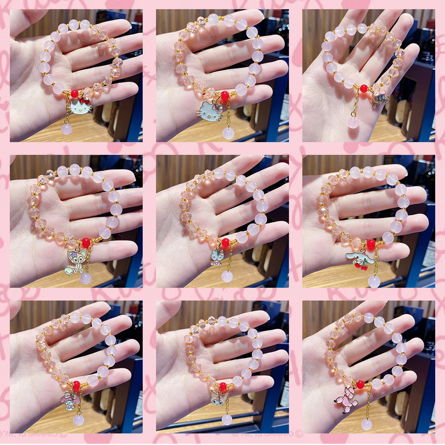 

New Kawaii Sanrio Cartoon My Melody Hello Kitty Kuromi Jewelry Decor Gift Jewelry Anime Doll Wristband Hand Makeup Accessory