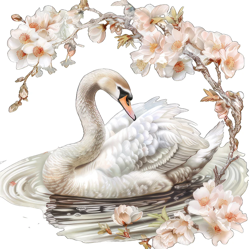 Самоклеящиеся наклейки на стену Лебедь в пруду