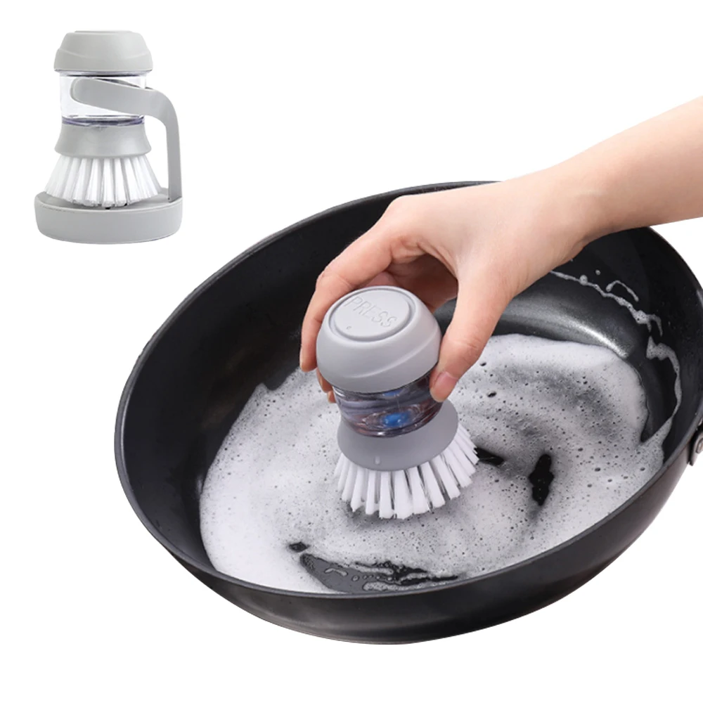 

HPDEAR Soap Dispensing Palm Scrub Brush with Drip Tray, Washing Brush for Dishes Pots Pans with Storage Stand Set
