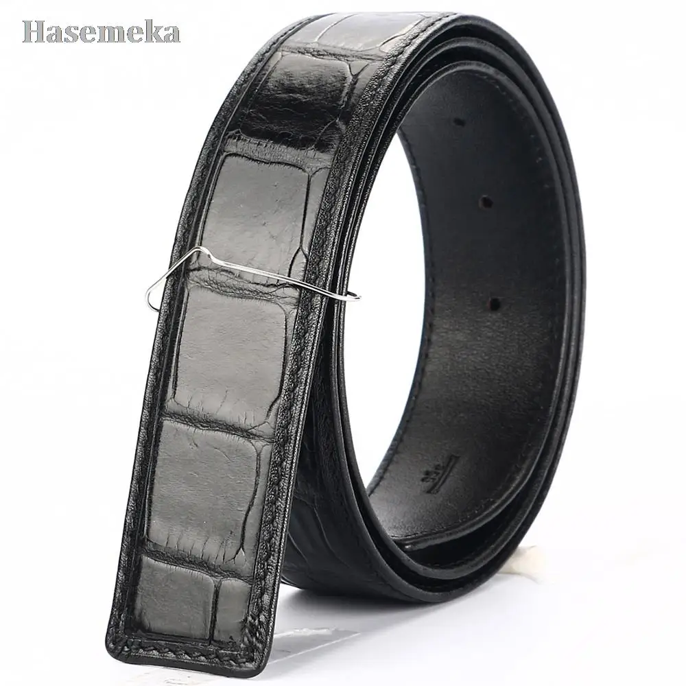 

Мужской ремень из крокодиловой кожи, черный или коричневый ремень с пряжкой для талии, 2021